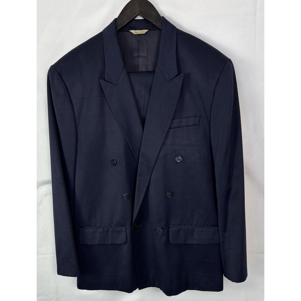 D'UOMO Men's Dark Navy Blue 2-Piece Suit Jacket Pants Sz 42(Large) Pants W36
